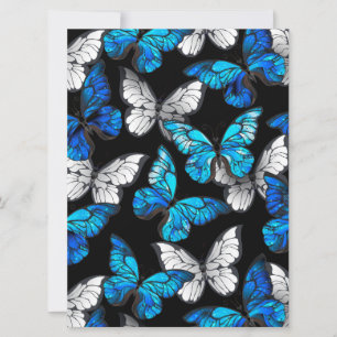Faire-part Motif sans couture sombre avec Morpho papillons bl