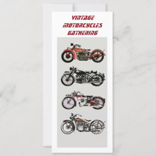Faire-part MOTOCYCLES vintages RASSEMBLANT Rouge Noir Blanc