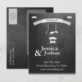 Faire-part Moustache Chalk Avec Banner Carte Postale (Devant / Derrière)