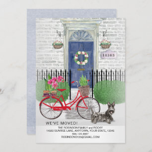 Faire-part Moving Scottish Terrier Bicycle Blue Door Home  