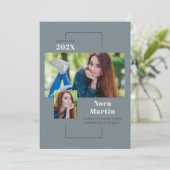 Faire-part Multi Photo College Graduation Dusty Blue (Debout devant)