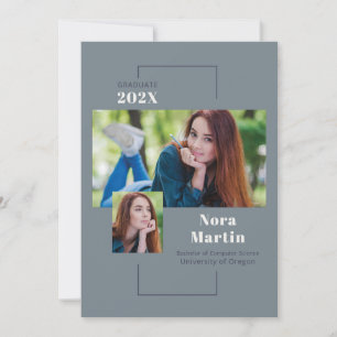 Faire-part Multi Photo College Graduation Dusty Blue