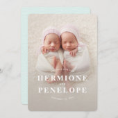 Faire-part Multi photo jumeau moderne géométrique + typograph (Devant / Derrière)