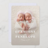 Faire-part Multi photo jumeau moderne géométrique + typograph (Devant / Derrière)