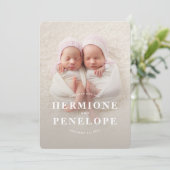 Faire-part Multi photo jumeau moderne géométrique + typograph (Debout devant)