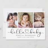 Faire-part Multi Photo Script avec Coeur Hello Baby Photo (Devant)