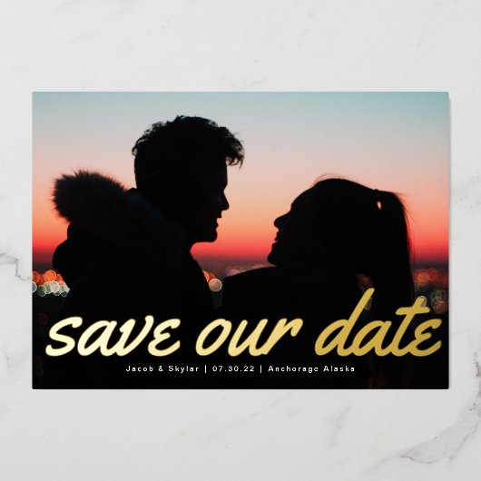 Faire-part multiphoto de texte moderne (Recto)