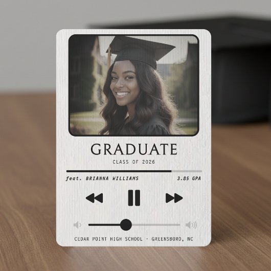 Faire-part Music MP3 Player White Graduation