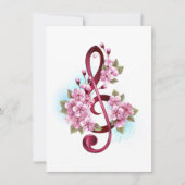 Faire-part Musical treble clef notes with sakura flowers (Devant)