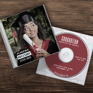 Faire-part Musique CD Coque Album Couverture rouge Graduation