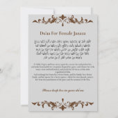 Faire-part musulmane de la mort Femme Janaza Prièr (Dos)