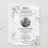 Faire-part musulmane de la mort Femme Janaza Prièr (Devant)