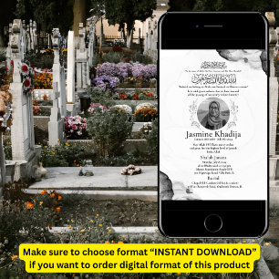 Faire-part musulmane de la mort Femme Janaza Prièr