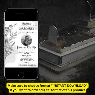 Faire-part musulmane de la mort Femme Janaza Prièr