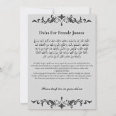 Faire-part musulmane de la mort Femme Janaza Prièr (Dos)