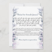 Faire-part musulmane de la mort Femme Janaza Prièr (Dos)