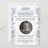 Faire-part musulmane de la mort Homme Janaza Prièr (Devant)