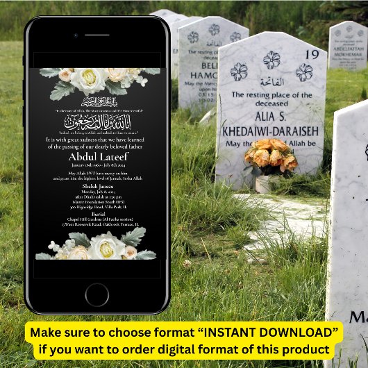 Faire-part musulmane de la mort Homme Janaza Prièr