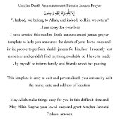 Faire-part musulmane de la mort Homme Janaza Prièr