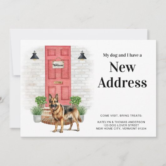 Faire-part My Dog and I New Address German Shepherd Moving (Devant)