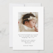 Faire-part Naissance adorable de la photo de bébé (Dos)