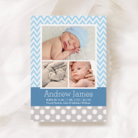Naissance bébé garçon bleu gris chevron moderne Ph