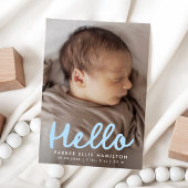 Faire-part Naissance Collage Photo Moderne « Hello » Bleu Man
