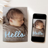 Faire-part Naissance Collage Photo Moderne « Hello » Bleu Man