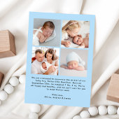 Faire-part Naissance Collage Photo Moderne « Hello » Bleu Man