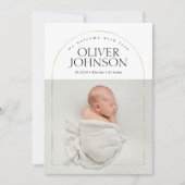 Faire-part Naissance de bébé avec arche dorée simple moderne (Devant)