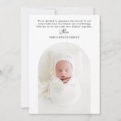 Faire-part Naissance de bébé avec arche dorée simple moderne (Dos)