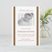 Faire-part Naissance de bébé Brown foncée (Debout devant)