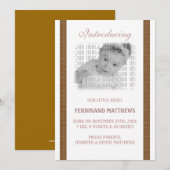 Faire-part Naissance de bébé Brown foncée (Devant / Derrière)