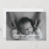Faire-part Naissance de bébé moderne en noir et blanc avec ph (Devant)