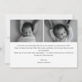 Faire-part Naissance de bébé moderne en noir et blanc avec ph (Dos)
