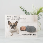 Faire-part Naissance de chien et de bébé (Debout devant)