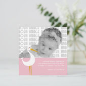 Faire-part Naissance de cigogne (Debout devant)