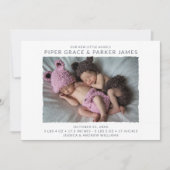 Faire-part Naissance de jumeaux en photo (Devant)