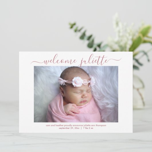 Faire-part Naissance de la police de script (Debout devant)