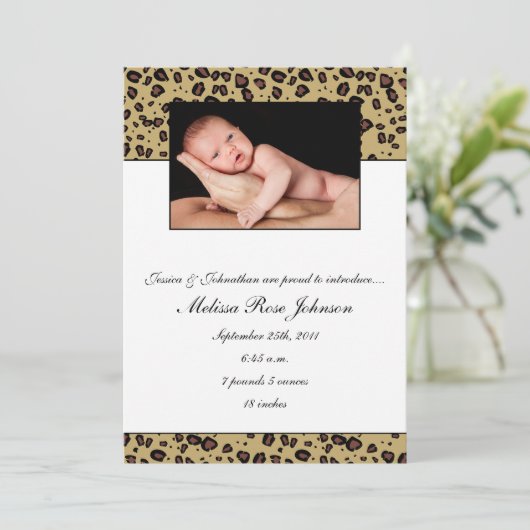 Faire-part Naissance du bébé Cheetah (Debout devant)