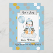 Faire-part Naissance du bébé pingouin (Devant / Derrière)