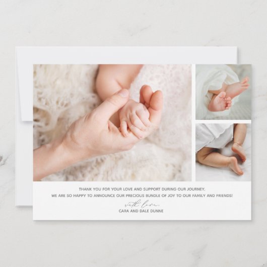 Faire-part Naissance d'un bébé multiphoto (Dos)