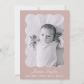 Faire-part Naissance d'un nouveau-né rose et poussiéreux mode (Devant)