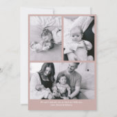 Faire-part Naissance d'un nouveau-né rose et poussiéreux mode (Dos)