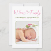 Faire-part Naissance d'une fille de nouveau-né moderne (Devant)