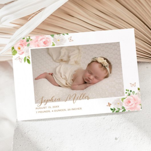 Faire-part Naissance florale de papillon