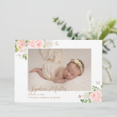 Faire-part Naissance florale de papillon (Debout devant)