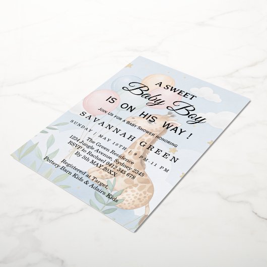 Faire-Part Naissance Garçon Girafe Aquarelle Paste (Rotation)