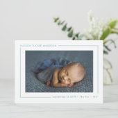 Faire-part Naissance géométrique Turquoise simple et moderne (Debout devant)