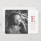 Faire-part Naissance initiale simple d'une fille rose (Devant)